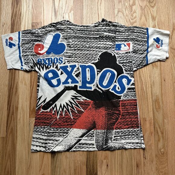 Men's Vintage 90's Magic Johnson T's Montreal Expos All Over Print T Shirt Tee M - Picture 1 of 6